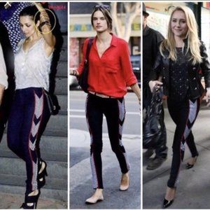 Rag & Bone Raja midnight chevron embroidered side panel ankle crop denim jeans